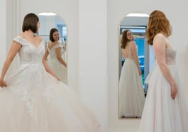 Brautkleid Pop-Up Store mit Blumenkunst