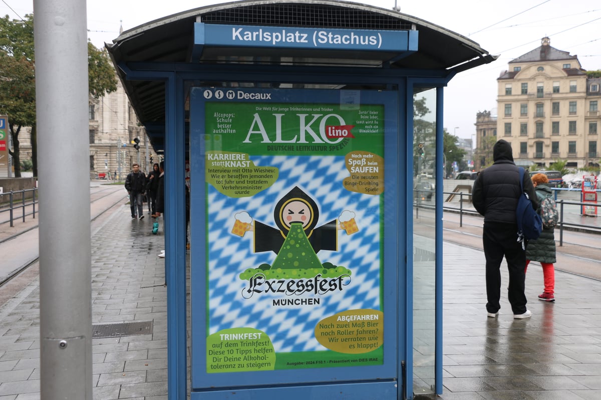 Zum Wiesn-Ende: Guerilla-Plakate zeigen kotzendes Münchner Kindl