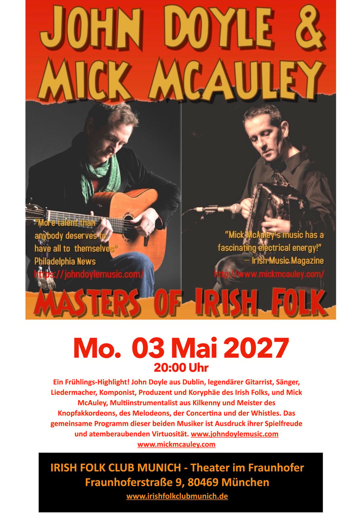 John Doyle & Mick McAuley – Masters of Irish Trad. Music