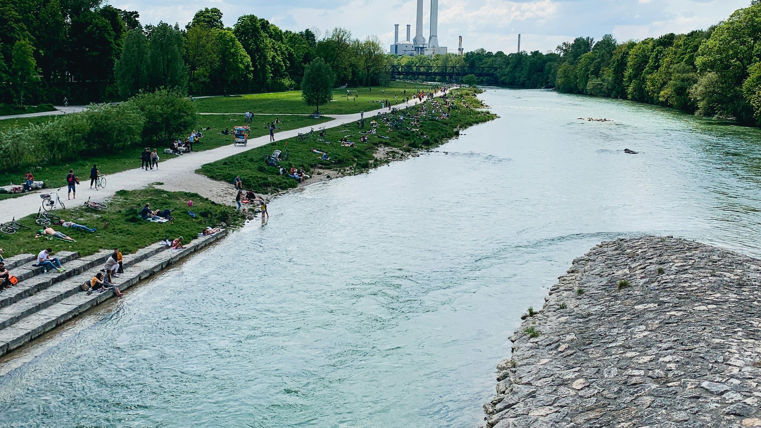 Baden an der Isar / in der Isar baden: Wittelsbacherbrücke