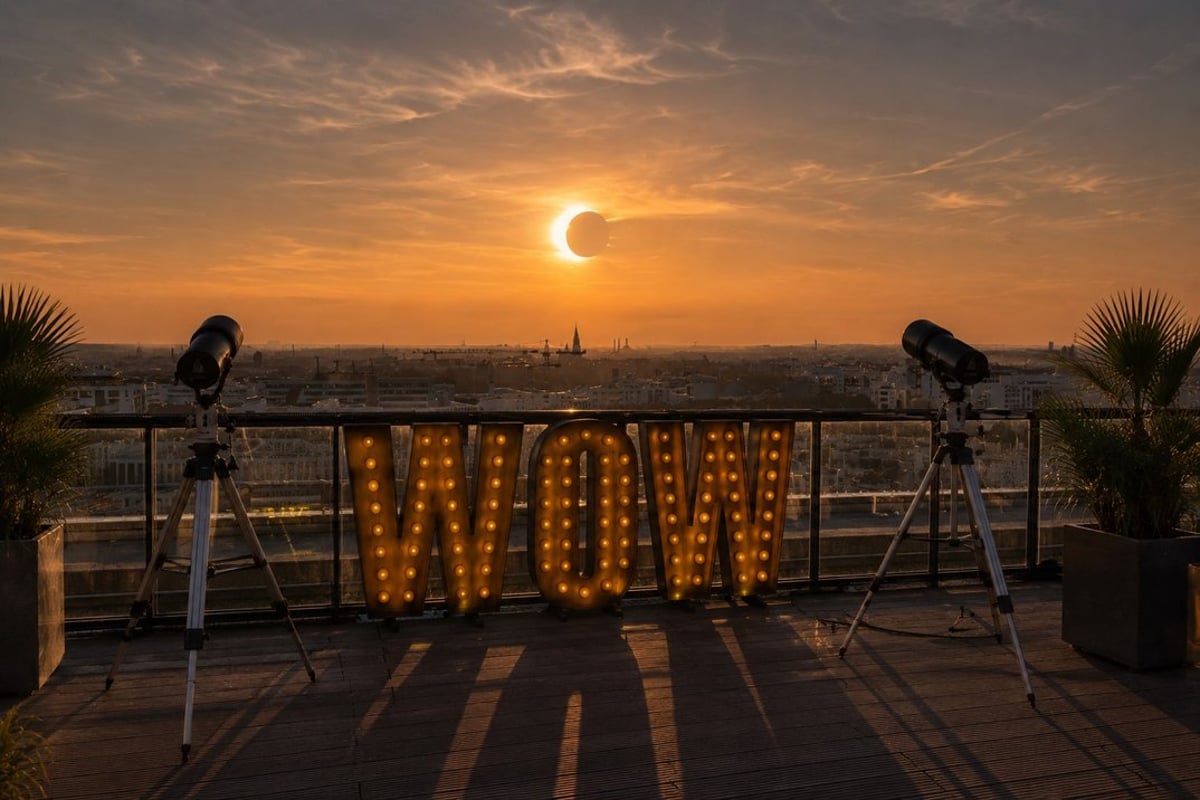 Partielle Sonnenfinsternis über den Dächern Münchens