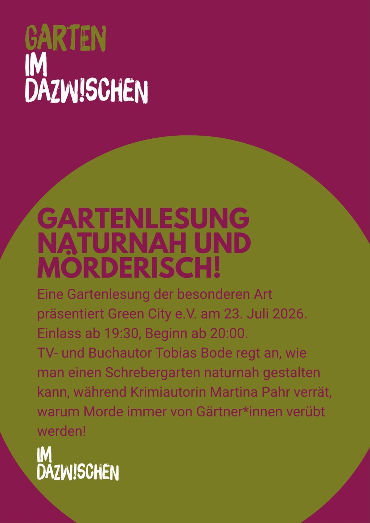 Gartenlesung naturnah und mörderisch!