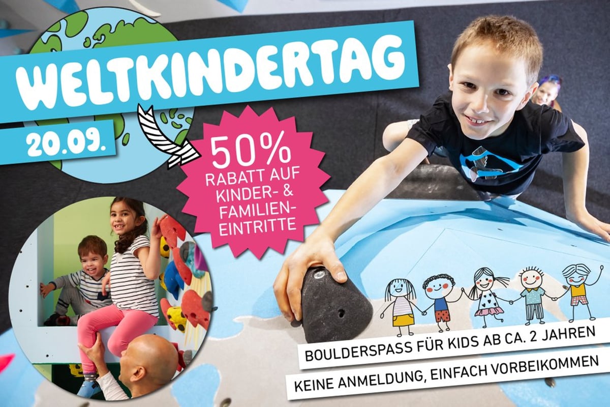 Weltkindertag: Bouldern mit Kindern zum halben Preis