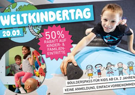 Weltkindertag: Bouldern mit Kindern zum halben Preis