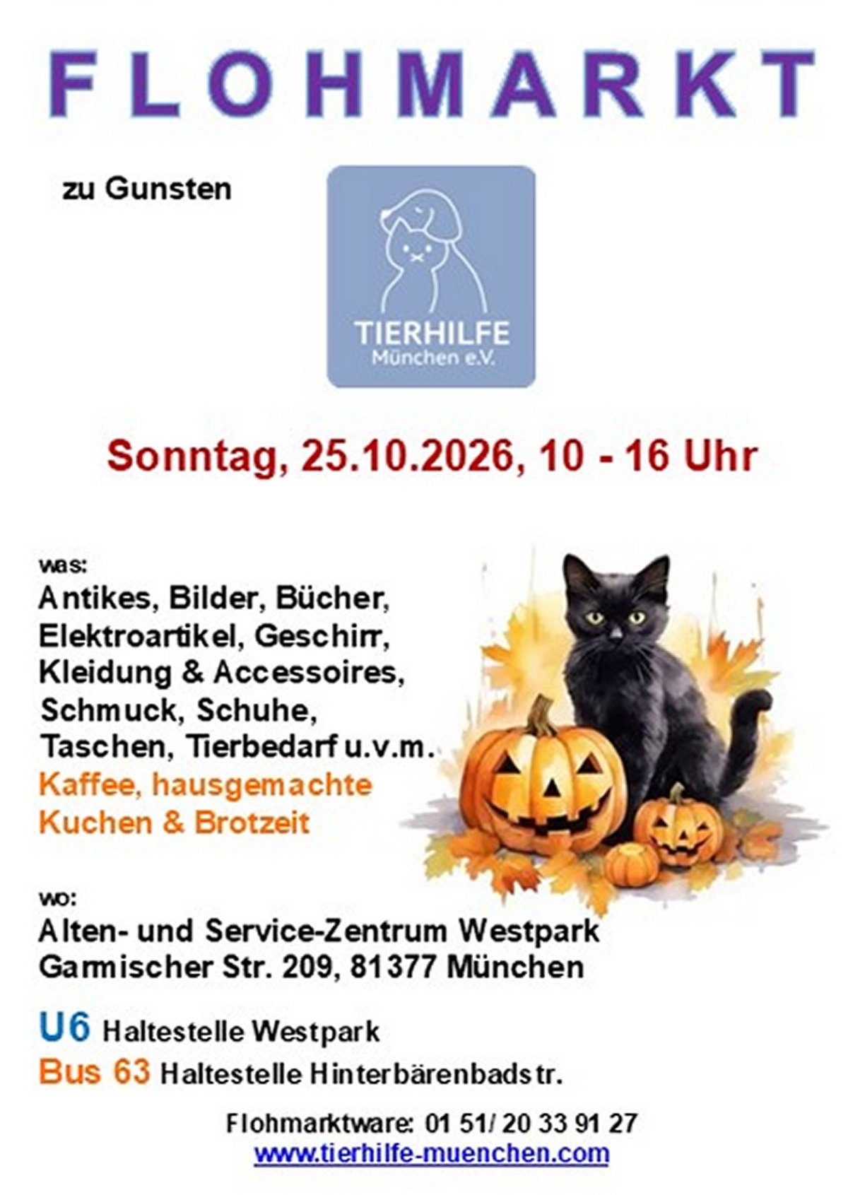 Flohmarkt zu Gunsten der Tierhilfe München e.V.