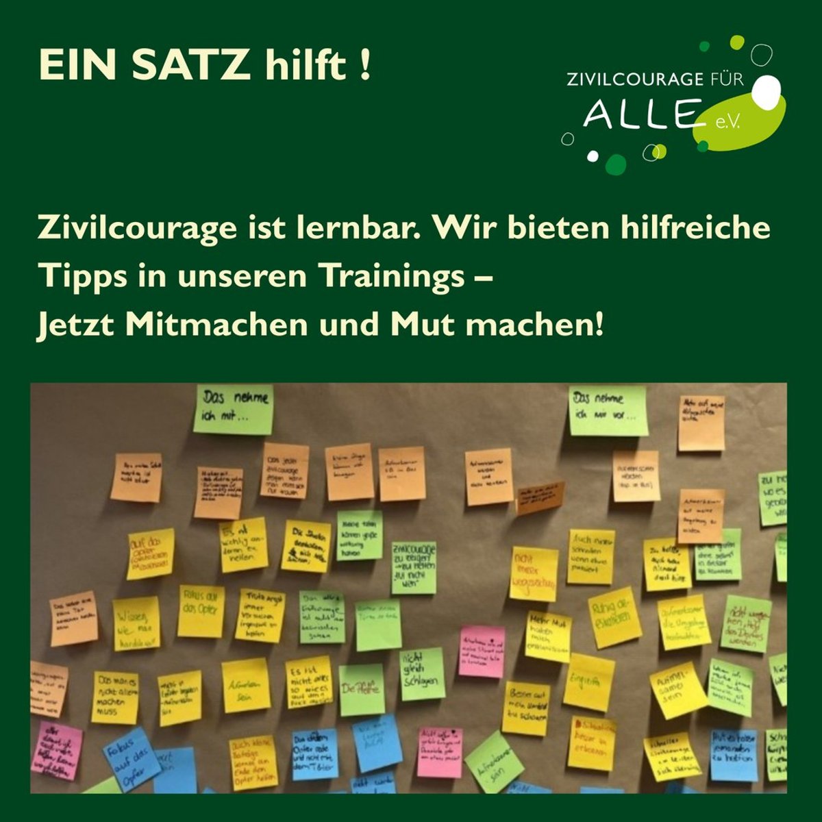 Ein Satz hilft!  – Zivilcourage Training