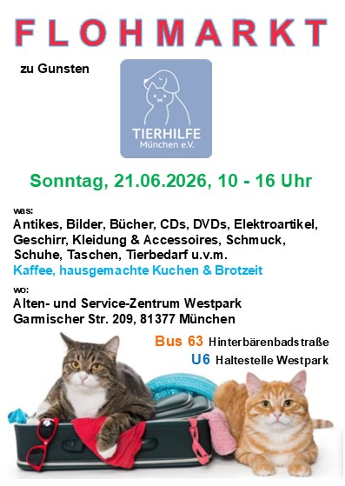Flohmarkt zu Gunsten der Tierhilfe München e.V.