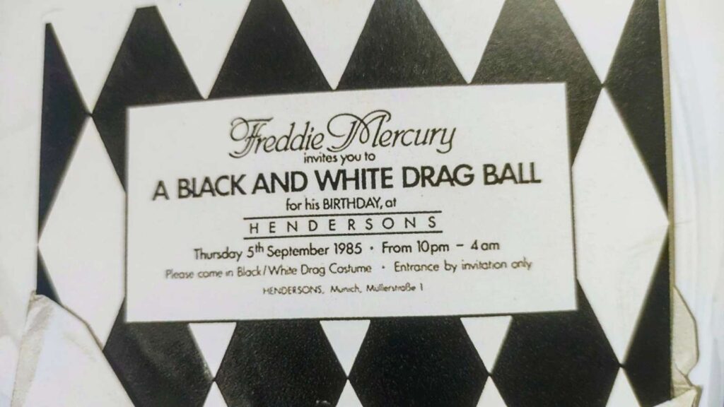 Die Einladung zur Freddie Mercurys Geburtstagsparty im Nachtclub Henderson