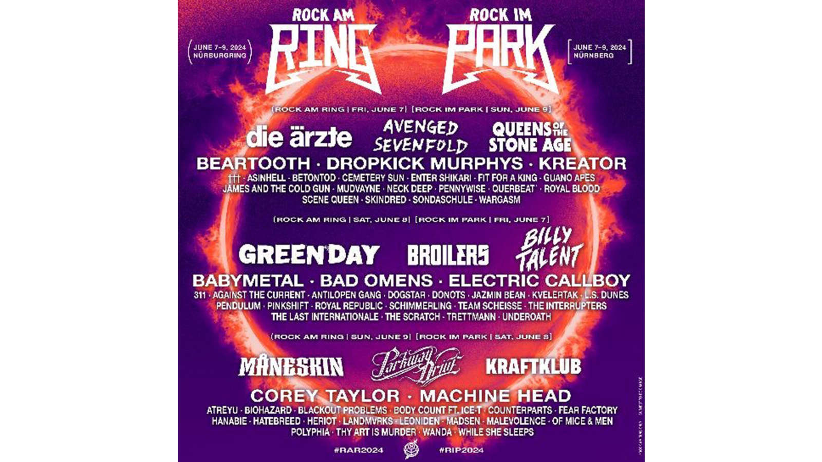 Das Line-Up für Rock im Park 2024