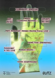 Klubnacht Spezial: Daphni, Mark Ernestus N’Dagga Rhythm Force, Pulsinger & Irl am 15.11. im Blitz