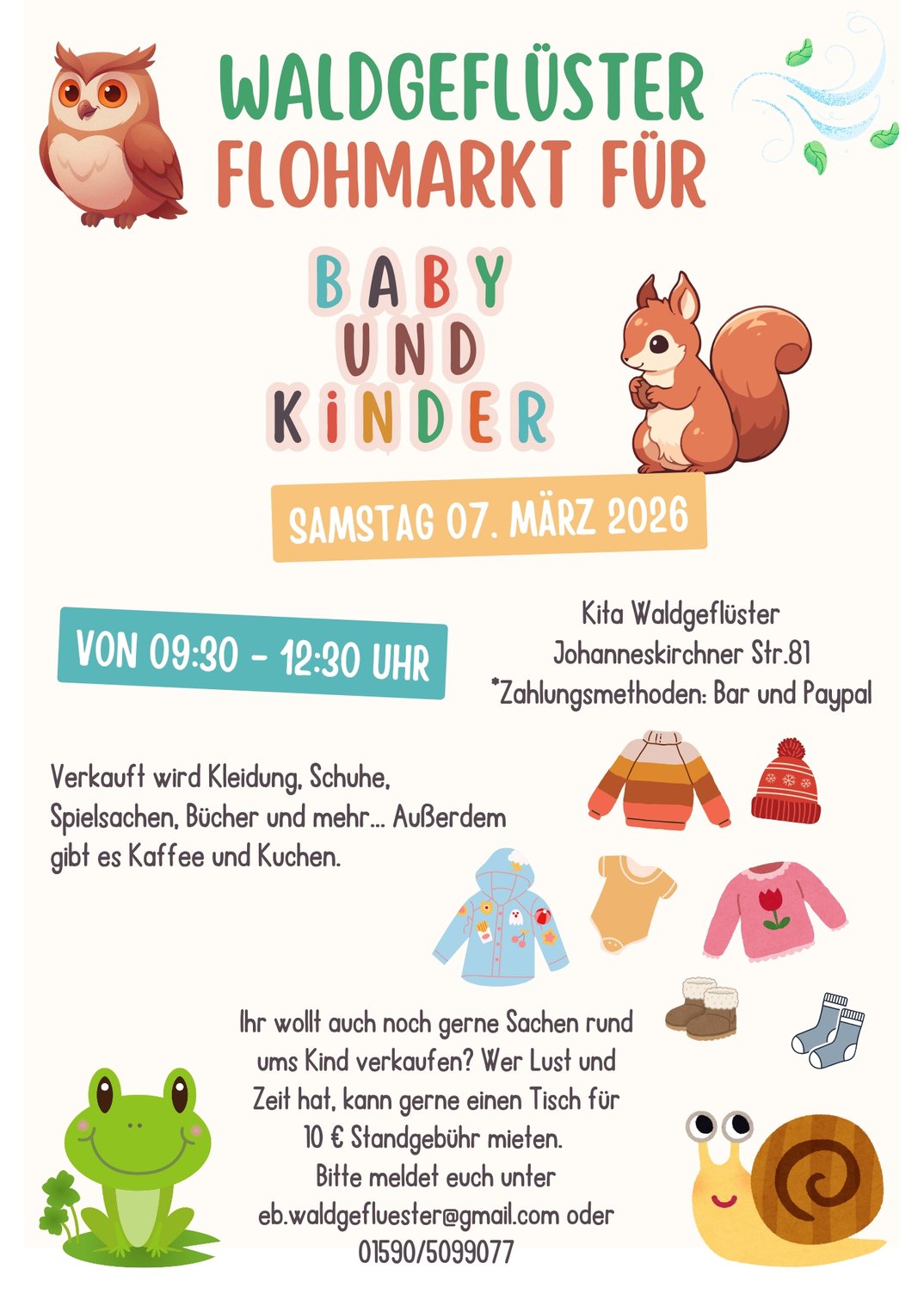 Kinderflohmarkt Kinderkrippe Waldgeflüster