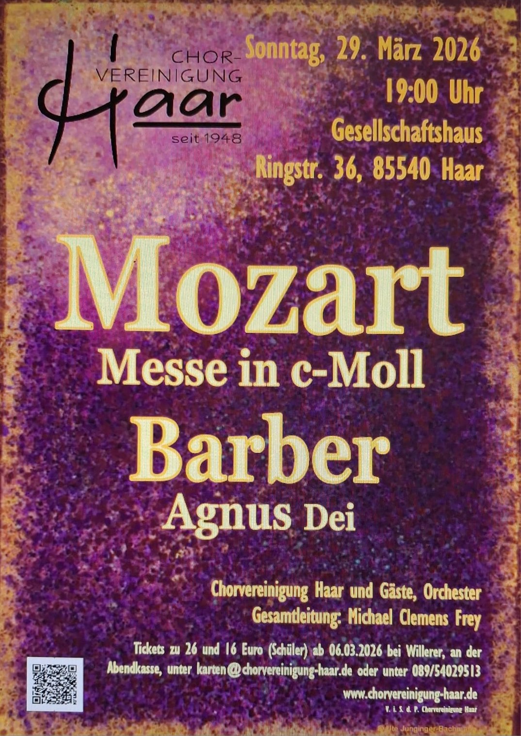 Chorvereinigung Haar singt Mozart und Barber am Palmsonntag