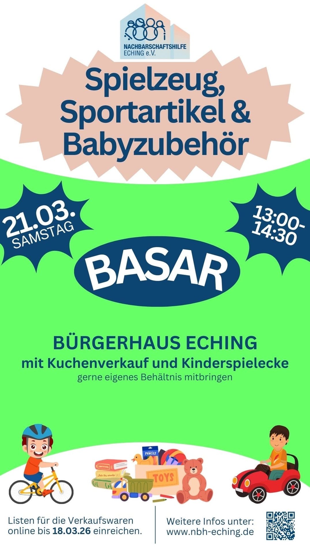 Basar für Spielzeug, Sportartikel & Babyzubehör