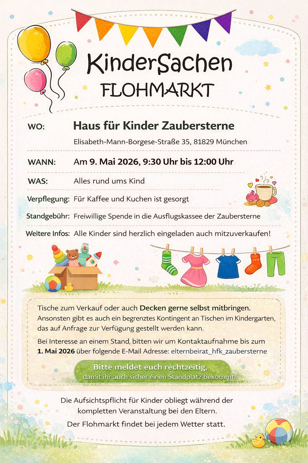 Kindersachenflohmarkt HfK Zaubersterne Messestadt